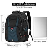 NEWHEY Laptop Backpack 17 Inch Business Travel Backpacks for Men Women Extra Large Waterproof TSA Anti Theft College Bookbags with USB Charging Port 17.3 Gaming Computer Backpack 45L, Blue