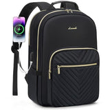 LOVEVOOK Laptop Backpack for Women 15.6 inch,Cute Womens Travel Backpack Purse,Professional Laptop Computer Bag,Waterproof Work Business College Teacher Bags Carry on Backpack with USB Port,Black