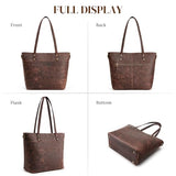 S-ZONE Leather Tote Bag for Women Large Work Totes Designer with Adjustable Strap