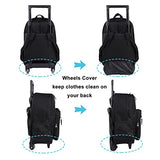 Tilami Rolling Backpack 18 inch Double Handle with Lunch Bag Wheeled Kids Backpack for Girls and Boys, Black