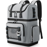 YOUNGOA Large Waterproof Insulated Cooler Backpack for Men & Women, Double Decker Leak Proof for Beach, Camping, Picnic, Travel, 26L Capacity, 44 Cans (Gray)