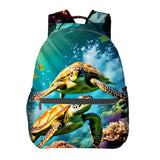 CUEBOS Sea Turtle Backpack, Polyester Laptop Bag, Colorful Coral Reef and Marine Life Backpacks, Ocean Underwater Design Back Pack, Rucksack Gifts for Teens Bookbag, Travel Daypack, Hiking, Camping