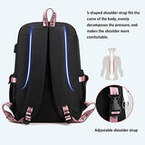 CUSALBOY Fashion Trend Backpack Anime Cosplay Laptop Backpack With USB and Cute Cartoon Pattern (black) (black 1)