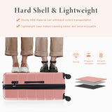 Sweetcrispy 20 Inch Carry On Luggage, Lightweight ABS Rolling Hard Shell Suitcase with Quiet Spinner Wheels, Built-in TSA Lock, Portable Travel Suitcase for Business Trip & Vacation Use, Pink