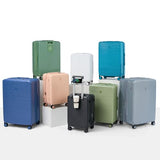 HanTrip Hard Shell Suitcases Airline Approved 20 Inch Carry on Luggage with Wheels, Expandable Travel Luggage with Cup Holder Charger Built in Lightweight Small Suitcase, Silver