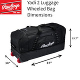 Rawlings | YADI2 Luggage Wheeled Equipment Bag | Baseball/Softball | Black