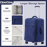 CENICENI Ultralight 20" 24" Travel Luggage Set Carry-On Airline Approved Softside Suitcase, 360° Spinner Wheels, TSA Lock, with 7-Piece Travel Accessories, Navy Blue