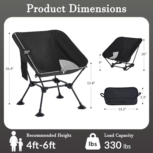 Cuzobro Ultralight Camping Chair,Compact Folding Chair with Anti-Sinking Large Feet and Storage Bag,Lightweight Backpack Chair for Naturehike,Travel,Beach,Hiking