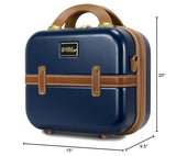 World Traveler Gatsby Vintage Style 2-Piece Hardside Carry-On Retro Train Case Spinner Luggage Set - Navy