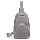 S-ZONE Leather Sling Bag for Women Men RFID Blocking Small Crossbody Sling Backpack Purses Chest Bags Travel Cycling Hiking