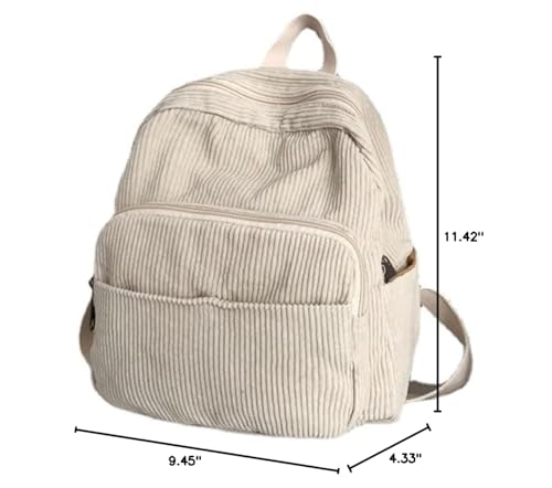 Eagerrich Small Mini Backpack Purse for Women Travel Corduroy Bag for Women Cute Aesthetic(White)