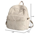 Eagerrich Small Mini Backpack Purse for Women Travel Corduroy Bag for Women Cute Aesthetic(White)