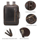 LANNSYNE Vintage Genuine Leather Backpack For Men, 2 in 1 Expandable Briefcase Fits 17'' Laptop Crossbody shoulder Bag Business/Travel Rucksack