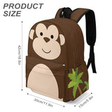 Fiwsuyr Monkey Backpack for Boys Kids Girls School Bag 16 Inch Cartoon Monkey Bookbag Travel Backpack, Casual Commuter Backpack
