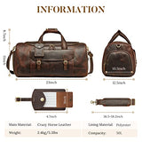 S-ZONE Genuine Leather Travel Duffle Bags for Men Women Carry On Garment Weekender Bags(Dark Brown)