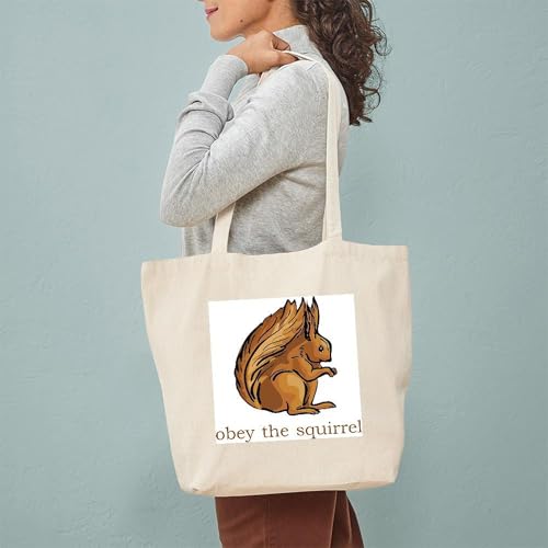 CafePress Obey The Squirrel Tote Bag Reusable Natural Beige Canvas Shopping Bag