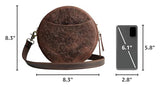 S-ZONE Leather Crossbody Bags for Women Trendy Circle Cross Body Shoulder Bag Designer Round Purses