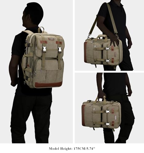 WITZMAN Canvas Travel Backpack for Men Large Laptop Backpack Fits 16 Inch
