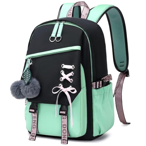 FENGDONG Teenage Girls Bookbag school Backpack Children Casual Daypack Schoolbag for Teens Green | Backpacks4Less