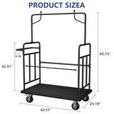Luggage Cart,Heavy-Duty Steel Luggage Trolley with 360°Silent Wheels,1100LBS Load Hand Truck,Anti-Collision Strip for Hotel Bellman,Airport & Resort Use,Smooth-Rolling Platform Dolly