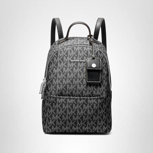 Michael Kors Sable Extra Small Covertible Messenger Backpack, Silver-Tone Hardware/Tonal MK Signature Nylon/Black