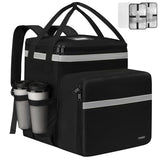 Ytonet Food Delivery Bag, Expandable Food Delivery Backpack with 7 Cup Holders, Large Insulated Pizza Delivery Bag with Reflective Strip, Delivery food Bag Fis for Bike, doordash, Uber Eats, Grey