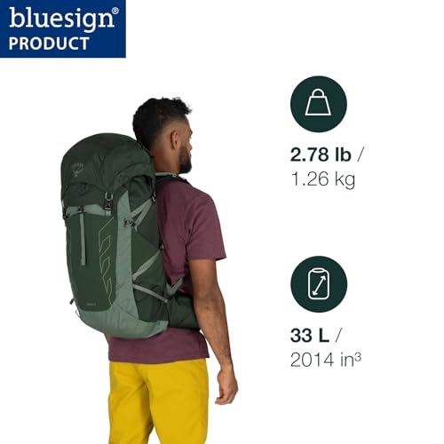 Osprey Talon 33L Men's Lightweight Hiking Backpack - Daypack for Travel & Camping, Green Canopy/Pine Leaf
