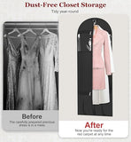 MISSLO 60" Dress Bags for Gowns Long with 4 Large Pockets Garment Bags for Travel for Women Heavy Duty Wedding Dress Bag for Hanging Clothes Garment Covers, Black