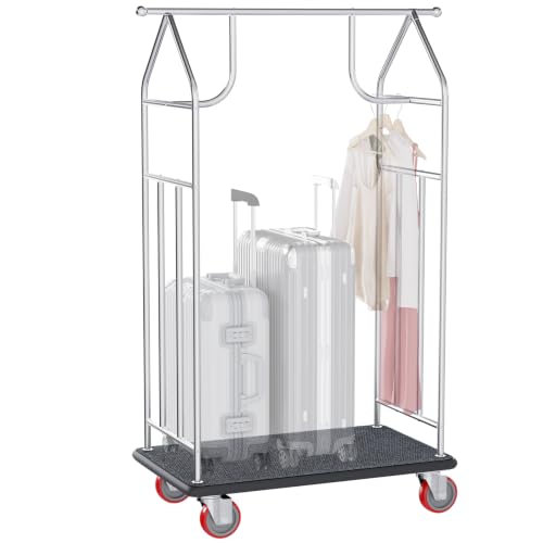 Hotel Luggage Cart, 48"x22" 1200Lbs Load Commercial Rolling Bellman's Cart | Heavy Duty Rolling Luggage Cart with Anti-Friction Felt Pad & Rubber Bumper for Hotels,Resorts, Condos