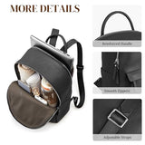S-ZONE Genuine Leather Backpack Purse for Women Travel Backpack Classic Work Shoulder Bag Business Daypack Adjustable Straps Medium