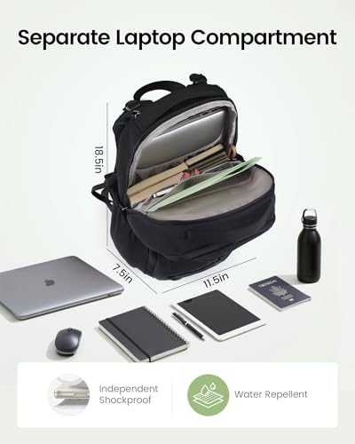 backpack separate laptop compartment LOVEVOOK Everyday Laptop Backpack for Women & Men With Giant Tumbler Holder,15.6 Inch Classic Travel Work College Teacher Carry on Backpack Purse,Waterproof Computer laptop Bag Hiking Backpack,Black
