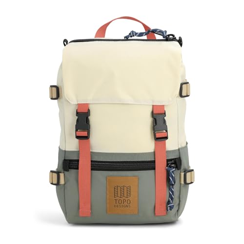 Topo Designs Rover Pack Mini - Small Sized Simple Daypack for EDC, Day Trips, Hikes, Iconic Denver Design, Fair Trade (Bone White/Beetle)