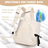 Bevalsa Backpack for Girls, Bow School Backpack for Kids with Lunch Bag & Pen Case, Cute Bookbag for Teens Girls Children for Elementary Middle High College Student, Back To School Gift (Beige)