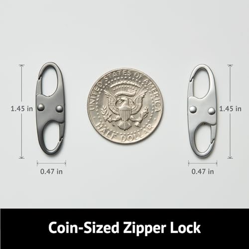 zelin Anti Theft Zipper Clips, Travel Essentials, Carabiner, 4Pcs Grey