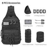 CVLIFE Tactical Sling Bag Backpack for Men Military Shoulder Sling Bag Molle Detachable Tactical Bag with Bottle Holder Hidden Pocket Daily Day Pack Work Bag for EDC Hiking, Black