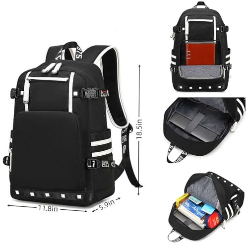Didonia Basketball Player 23 Backpack Laptop Travel Bag Men's Women's Teenage Schoolbag (black- white)