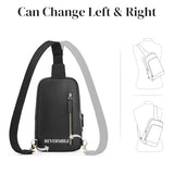 S-ZONE Sling Bag for Men Women RFID Blocking Top Grain Leather Crossbody Shoulder Bag Chest Hiking Daypack Travel