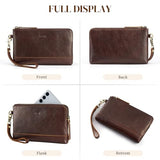 S-ZONE Leather Wristlet Wallets for Women Small Clutch Purses with Detachable Strap Card Holder Coin Purse