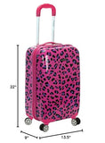 Rockland Safari Hardside Spinner Wheel Luggage, Magenta Leopard, Carry-On 20-Inch