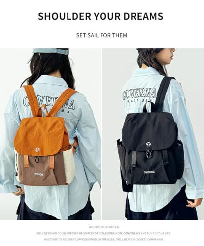 JWYTA Japanese Style Travel Backpack Outdoor Hiking Camping Rucksack TrendySchool Bag for Commuting City Exploring Adventures (Orange,Medium)
