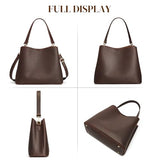 S-ZONE Leather Crossbody Bags for Women Shoulder Bag Multi Compartments Bucket Purses
