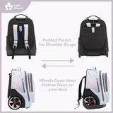 NEW TILAMI 20" Rolling Backpack for Teens Adults, Climbing Stairs Waterproof Backpack with Wheels for School Business Trave Camping with Laptop Compartment, Fit 17 Inch Laptop, Pink Blue Doodle