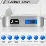 Luggage Scale Dr.meter Travel Essentials Luggage Weight Scale Backlight LCD Display 110lb/50kg Electronic Balance Digital Postal Travel Accessories with Rubber Paint Handle Temperature Sensor Silver