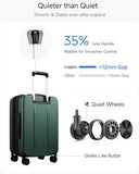 LUGGEX Carry On Front Pocket Suitcase, Expandable Polycarbonate, Green, 20"