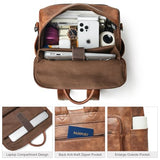 Shrrie 15.6 inch Laptop Backpack for Women,Large Leather Backpack Purse,Travel,Carry on,Water Resistant Casual Laptop Backpacks,College Backpack,Work Backpack for Women,Two-toned Brown
