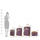 Steve Madden Designer Luggage Collection - Expandable 28 Inch Softside Bag for Men & Women - Durable Lightweight Checked Suitcase with 4-Rolling Spinner Wheels (Dark Purple)