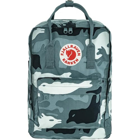 Fjällräven Kanken Graphics Laptop 15 Backpack - Padded Laptop Sleeve, Durable Vinylon Fabric - School, Travel, Nimbus Blue-Hidden Animals, One Size