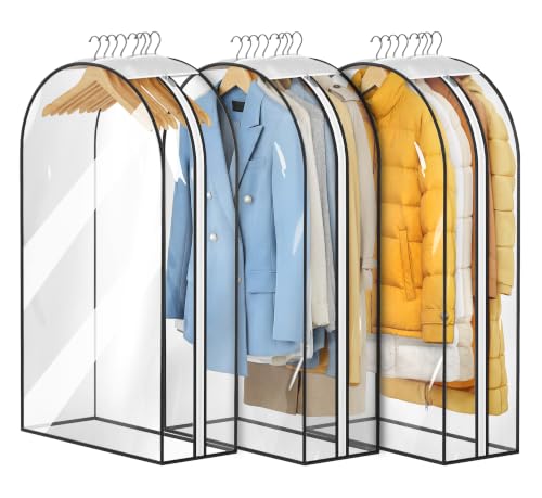 MISSLO 10" Gusseted All Clear Garment Bags for Hanging Clothes 3 Packs 40" Suit Bags for Closet Storage Hanging Clothes Storage Suit | Backpacks4Less