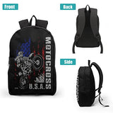 Giwawa Motocross Vehicle Teens School Backpack Set American Flag Canvas Girls Boys School Bags Travel Bookbags 3 in 1