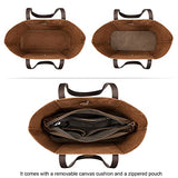 S-ZONE Vintage Genuine Leather Tote Bag for Women Large Shoulder Purse Handbag